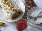 Снимка 1 от рецепта за Орехово руло с банани, крем и шоколад