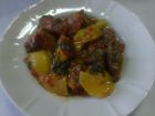 Снимка 1 от рецепта за Късчета месо със зеленчуци на фурна