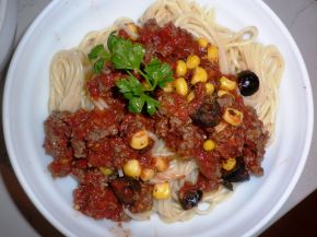 Снимка 1 от рецепта за Спагетини с кайма и още нещо