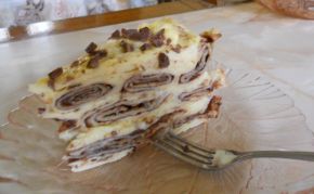 Снимка 1 от рецепта за Палачинкова торта с течен шоколад