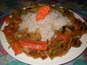 Снимка 1 от рецепта за Бял ориз със зеленчуци на тиган