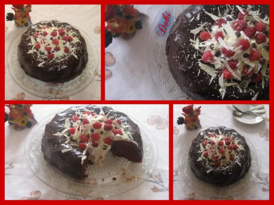 Снимка 1 от рецепта за Шоколадов кейк `Червено кадифе` с малини